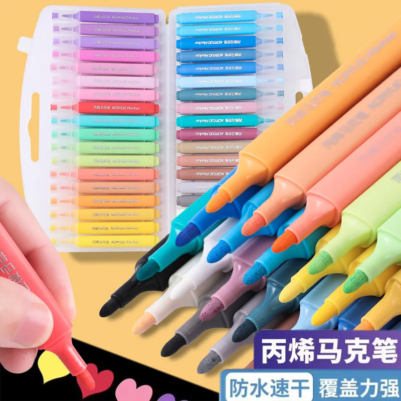 아크릴 마커 12/18색 어린이 그림 세트 48색 DIY 그래피티 수채화 펜 학생용 아크릴 펜 도매