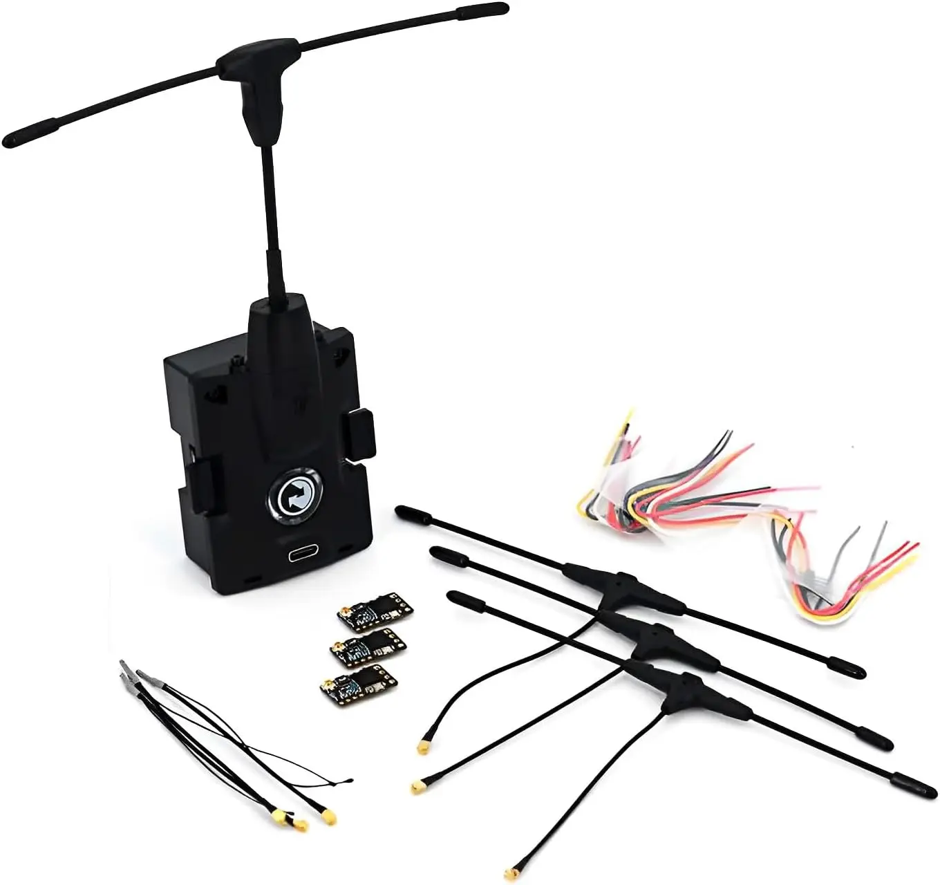 TBS CROSSFIRE Micro TX V2 installé sur une radiocommande avec antenne dépliée