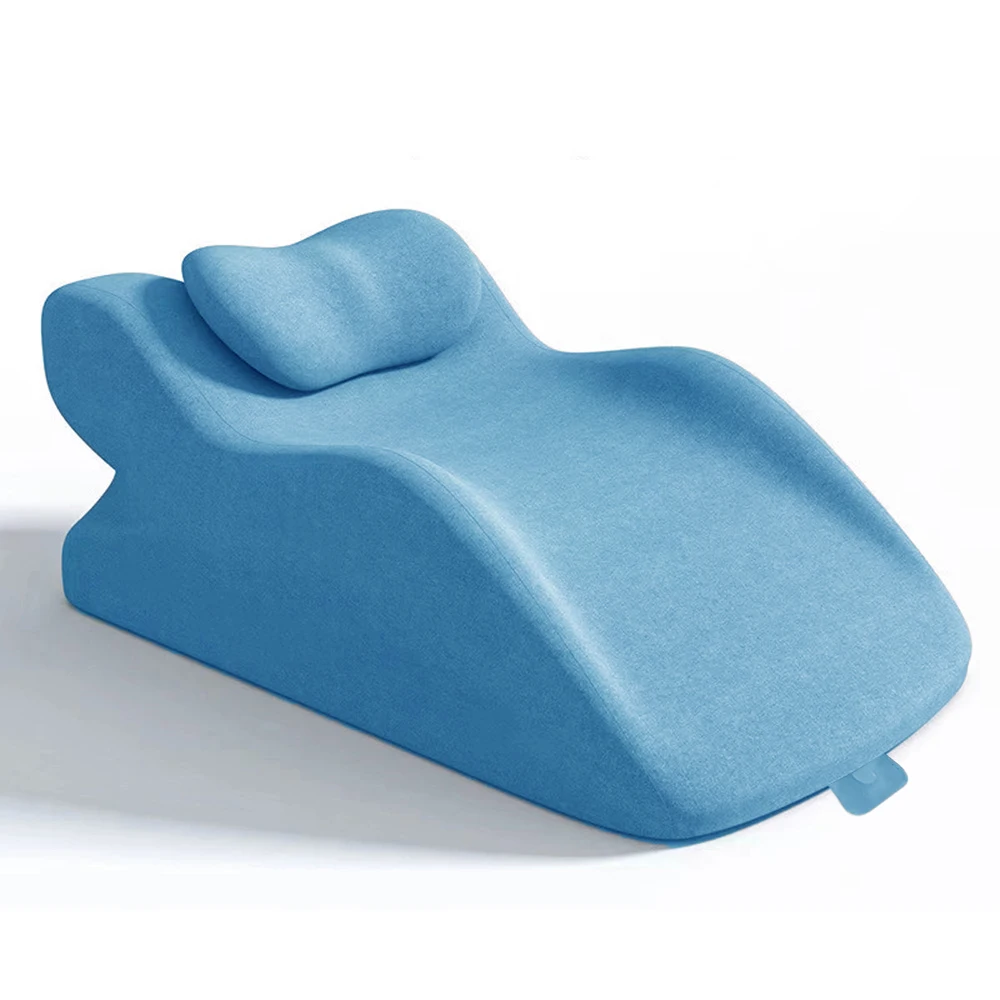 Bed Multifunctional Ergonomic Wedge Pillow with New Prone Position for Reading, Unique Curved Design, with Washable Cover
