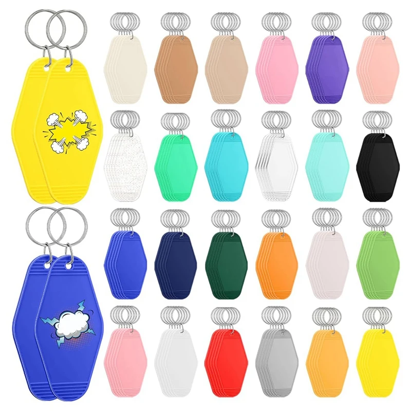 

120 Pcs Blank Hotel Keychains Vintage Hotel Keychain Sublimation Heat Transfer DIY Tags