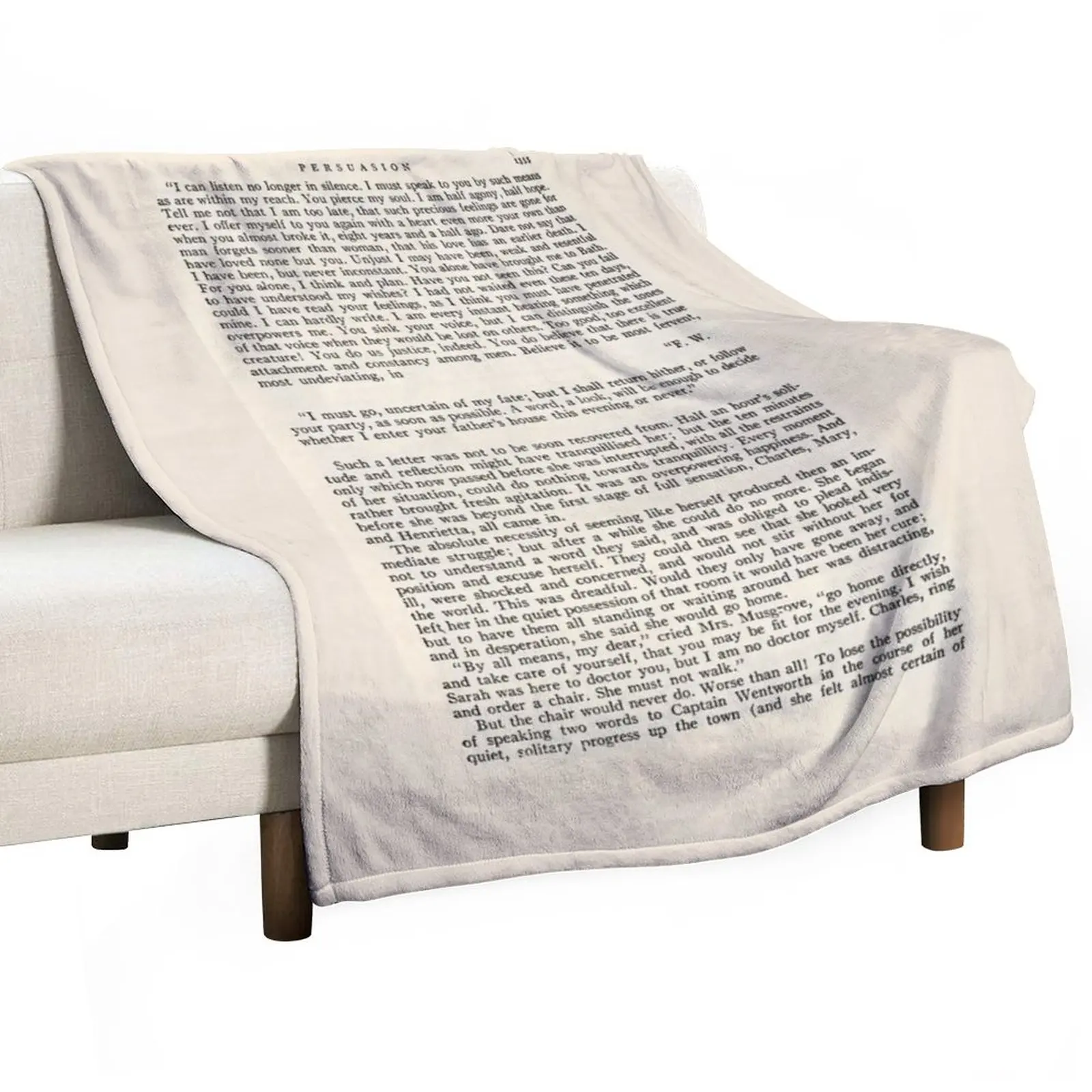 

New Persuasion by Jane Austen - Captain Wentworth: I am half agony, half hope. - vintage book page Throw Blanket sofa