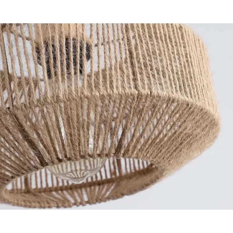 Popular Woven Plug in Pendant Light with Handmade Hemp Rope Shade Dimmable Switch Natural Basket Hanging Lamp Eco Friendly Lamp
