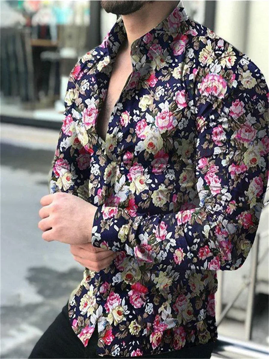 Fashion Luxury Men's Suit Lapel Long Sleeve Casual Sports Running Party HD Printing Soft Comfortable 2023 New Top Shirt Plus Siz