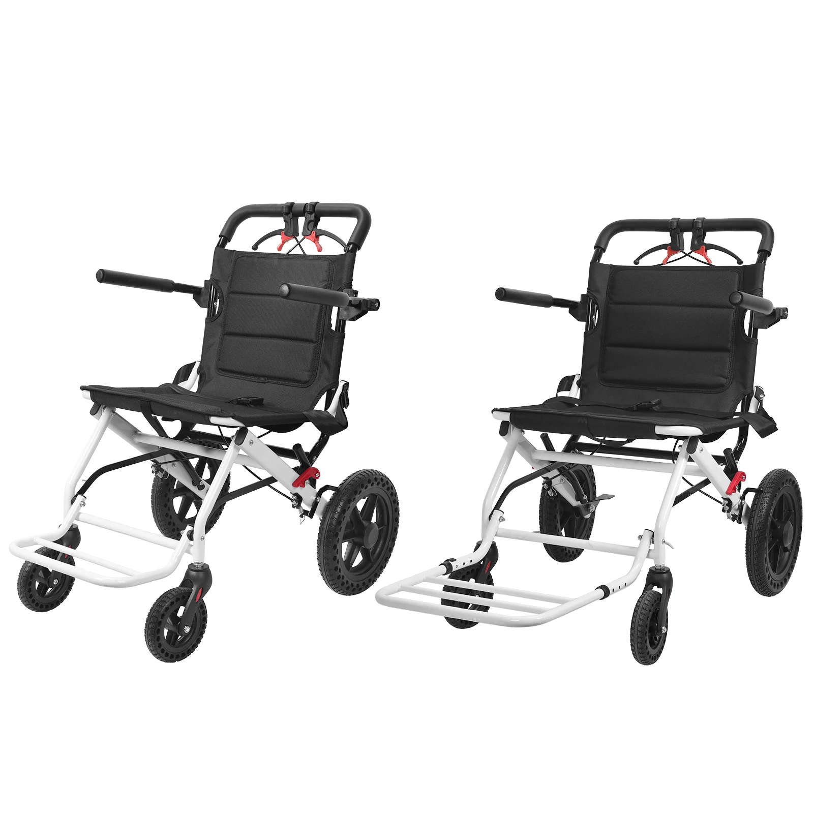 18 Zoll Tragbarer Faltbarer Transport-Rollstuhl, Ultraleichter Rollstuhl mit Teleskopgriff & 12 Zoll Hinterrädern für Erwachsene – Detail 20