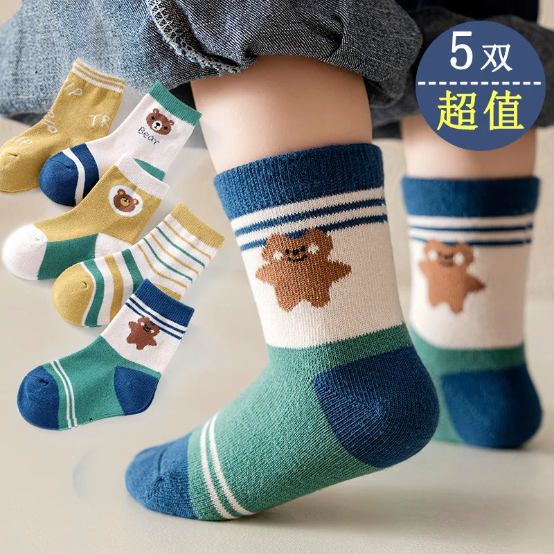 Kids Socks Autumn Winter Children Cartoon Socks 5 Pairs/Lot