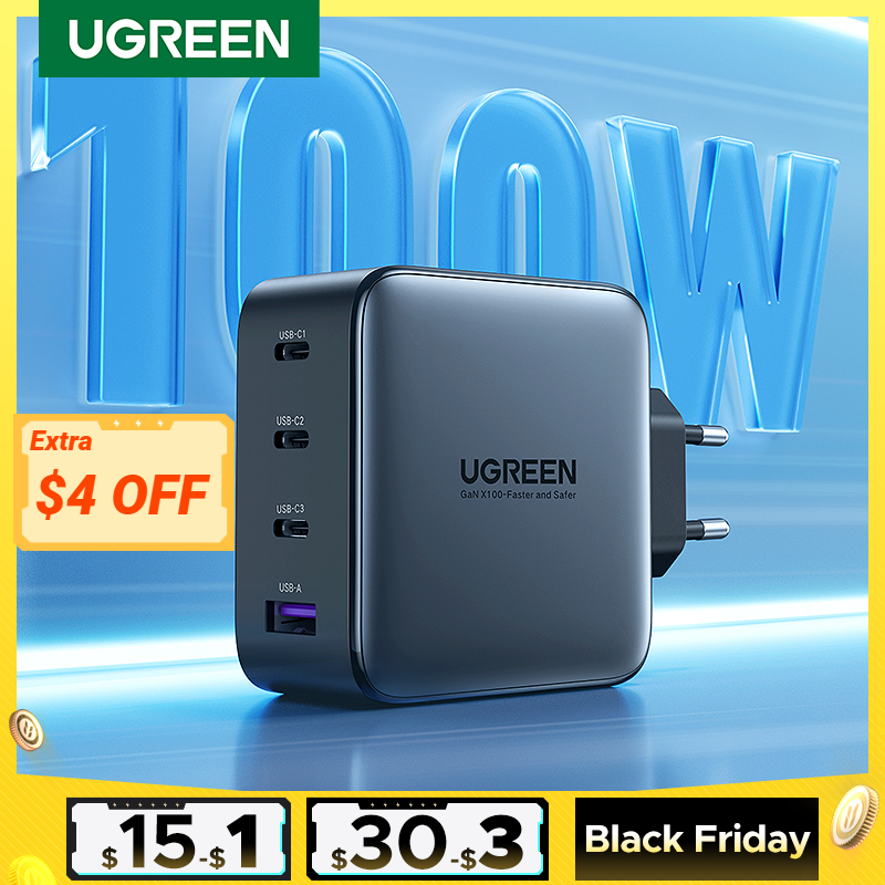 UGREEN USB Charger 100W GaN Charger for Macbook Tablet Fast Charging for iPhone Xiaomi USB Type C PD Charge for iPhone 17 16 15