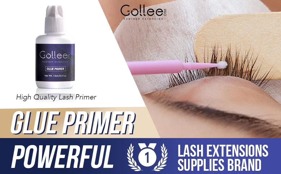 Gollee Quickly Dry Eyelash Extension Glue Lash Primer Super Bonder 0.5 Sec Fast Drying 6-8 Week Black Adhesive Professional Use