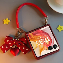 Coque de téléphone portable charmante avec cœur rouge floral coréen - Housse antichoc