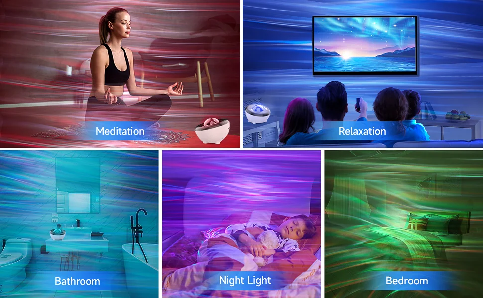 Projecteur LED aurore, haut-parleur Bluetooth, veilleuse, bruit blanc,  projecteur de galaxie pour chambre d'enfants, décoration de la maison -  AliExpress