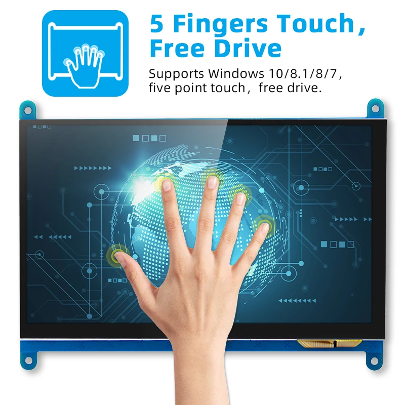 Polegada Touch Screen 1024x600 Hdmi-compatível com Display Lcd Suporte de Acrílico Opcional para Raspberry pi Laranja pi pc Tela Secundária 7 - Imagem 5