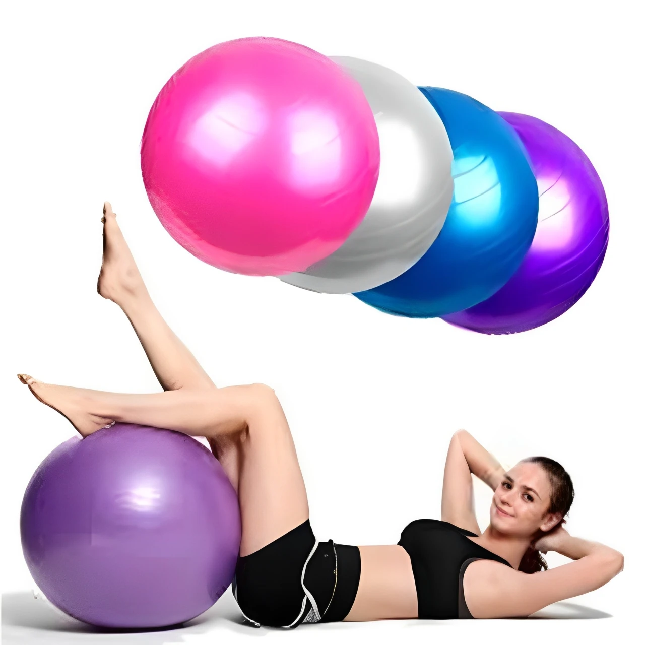 Bola de Pilates e Yoga Abdominal 55 ou 65 cm Profissional para Exercícios de Equilíbrio e Fortalecimento do Core