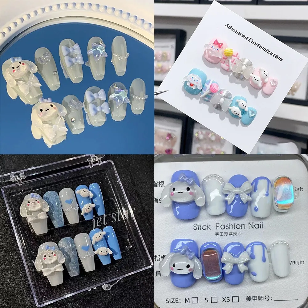 

Kawaii Sanrio Cinnamoroll черные ручная работа пресс-на ногтях сладкая любовь съемный пресс на ногтях школьный аксессуар фестиваль подарок
