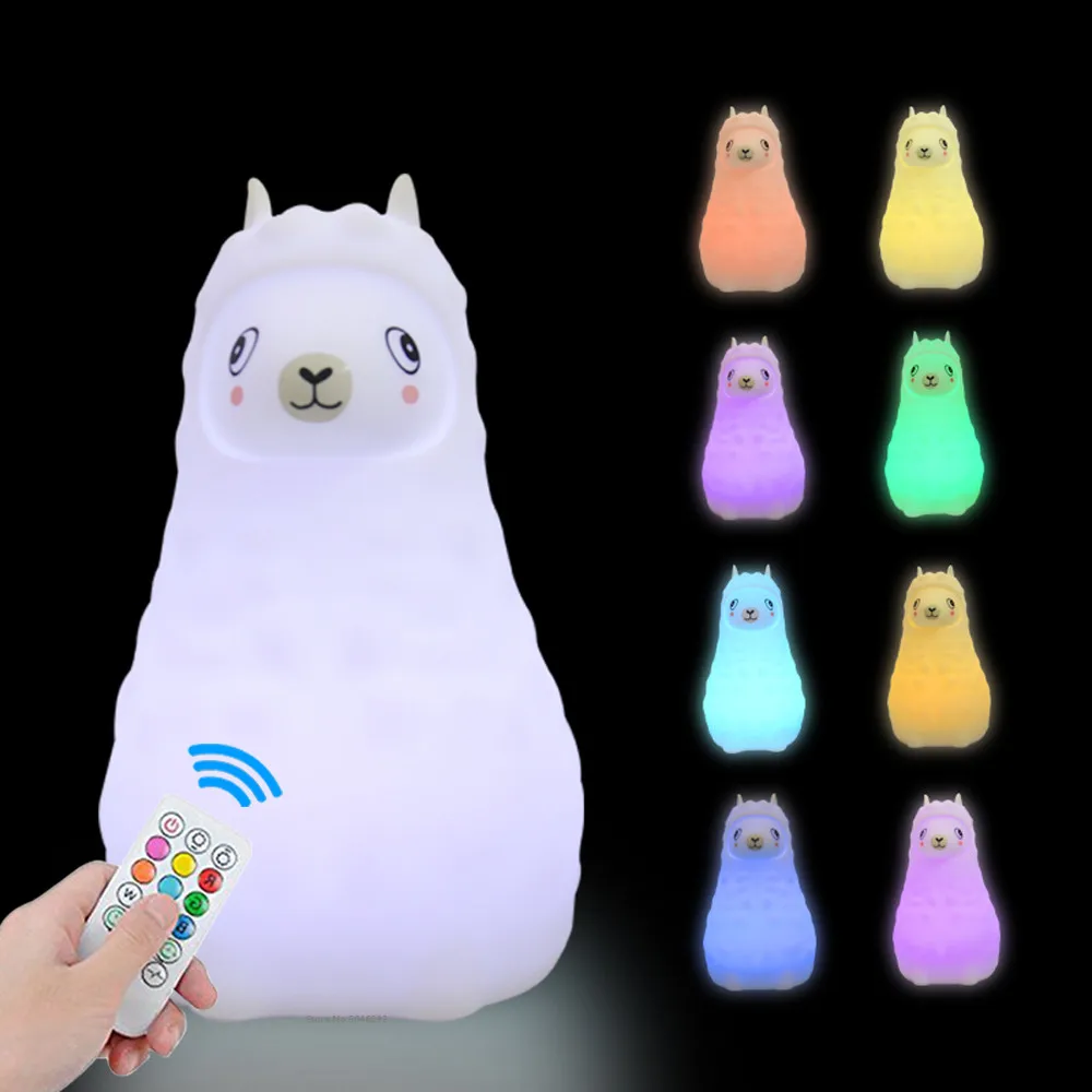 Touch Sensor Rabbit Night Light Remote Control 9 Colors LED Dimmable Timing Rechargeable Silicone Animal Lamp for Kids Baby Gift