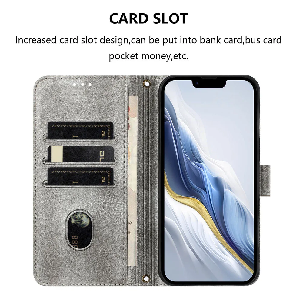 Vintage Leather Wallet Case - Smart Flip Phone Back Cover