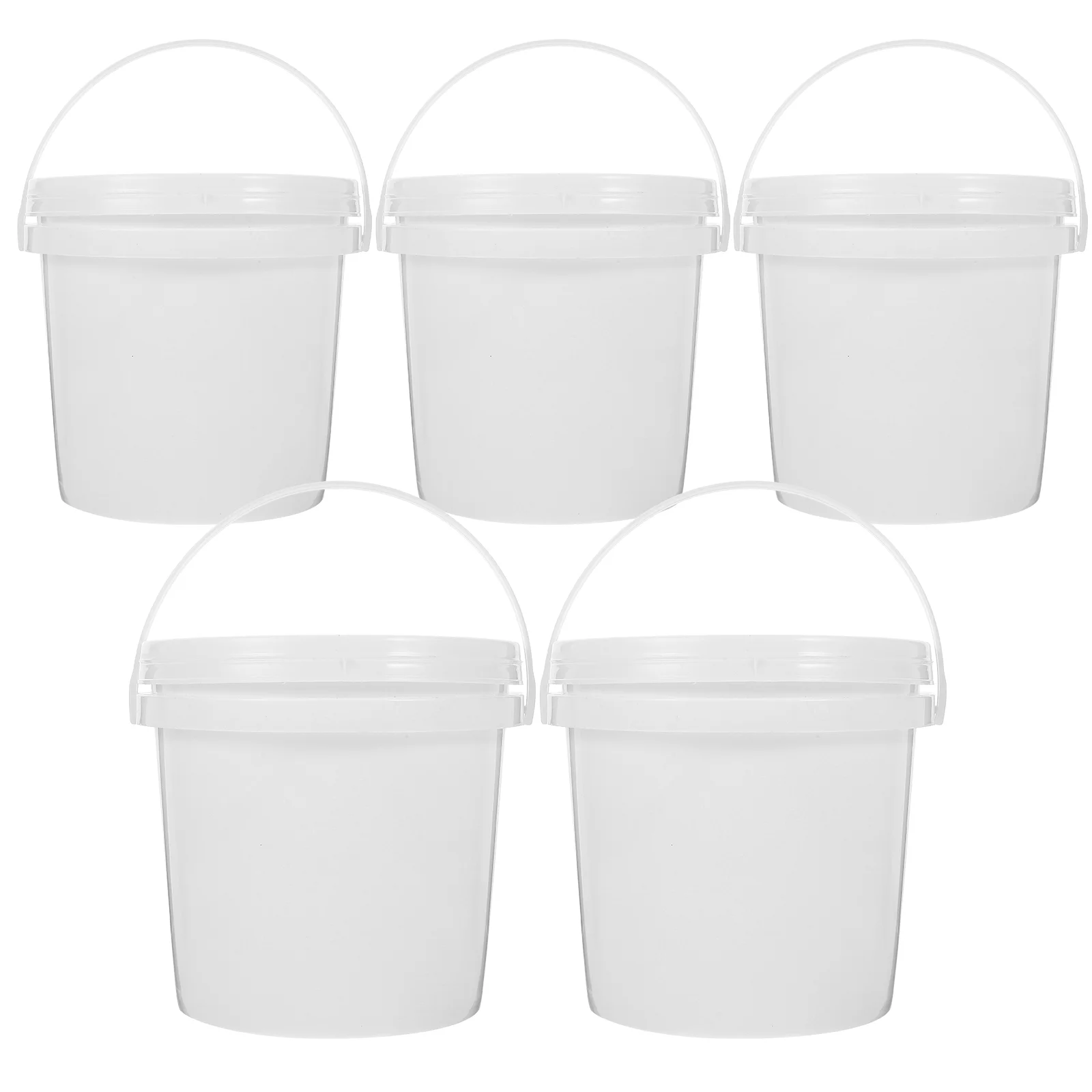 5Pcs Bucket Pail Container Seal Lid Handle 1L Plastic Pail Bucket Multipurpose Container Industrial All Storage Bucket Laundry