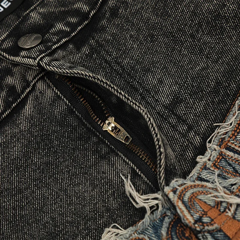 24FW Heavy Fabric Y/PROJECT Jeans Men Women High Street Vintage Washed Black Patch Embroidery Denim Pants Oversized Trousers 5