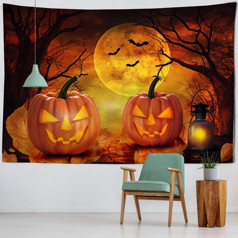 

Настенный подвесной гобелен в виде тыквы на Хэллоуин, художественное декоративное одеяло, занавеска, подвесное украшение для дома, спальни, гостиной