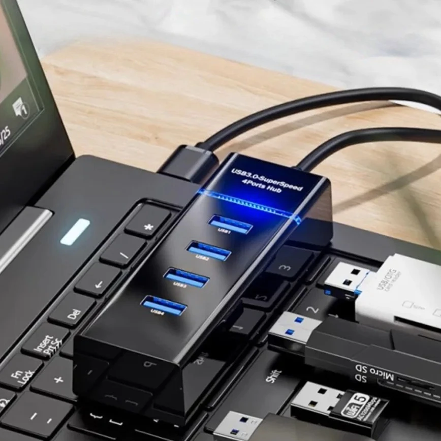 4포트 USB 허브 3.0 USB 데이터 허브 확장기 스플리터 (노트북, PC, 맥북, 맥 프로, 맥 미니, 아이맥, 서피스 프로 및 기타 USB 장치용)