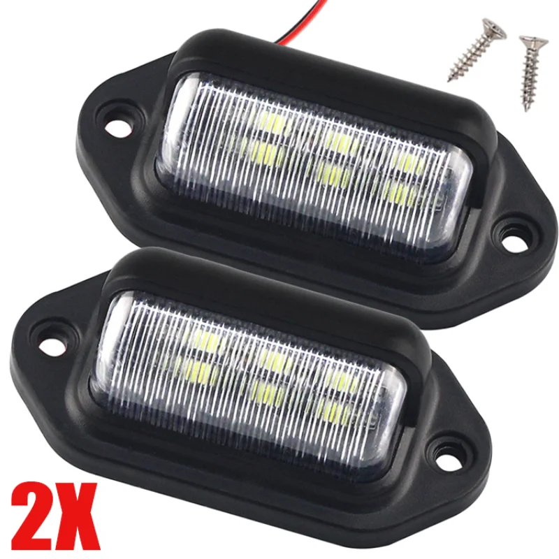 

6 LED Universal Car License Plate Lights Truck RV Trailer Van Tail Lamp License White Lighting Bulbs Waterproof Light 12-24V