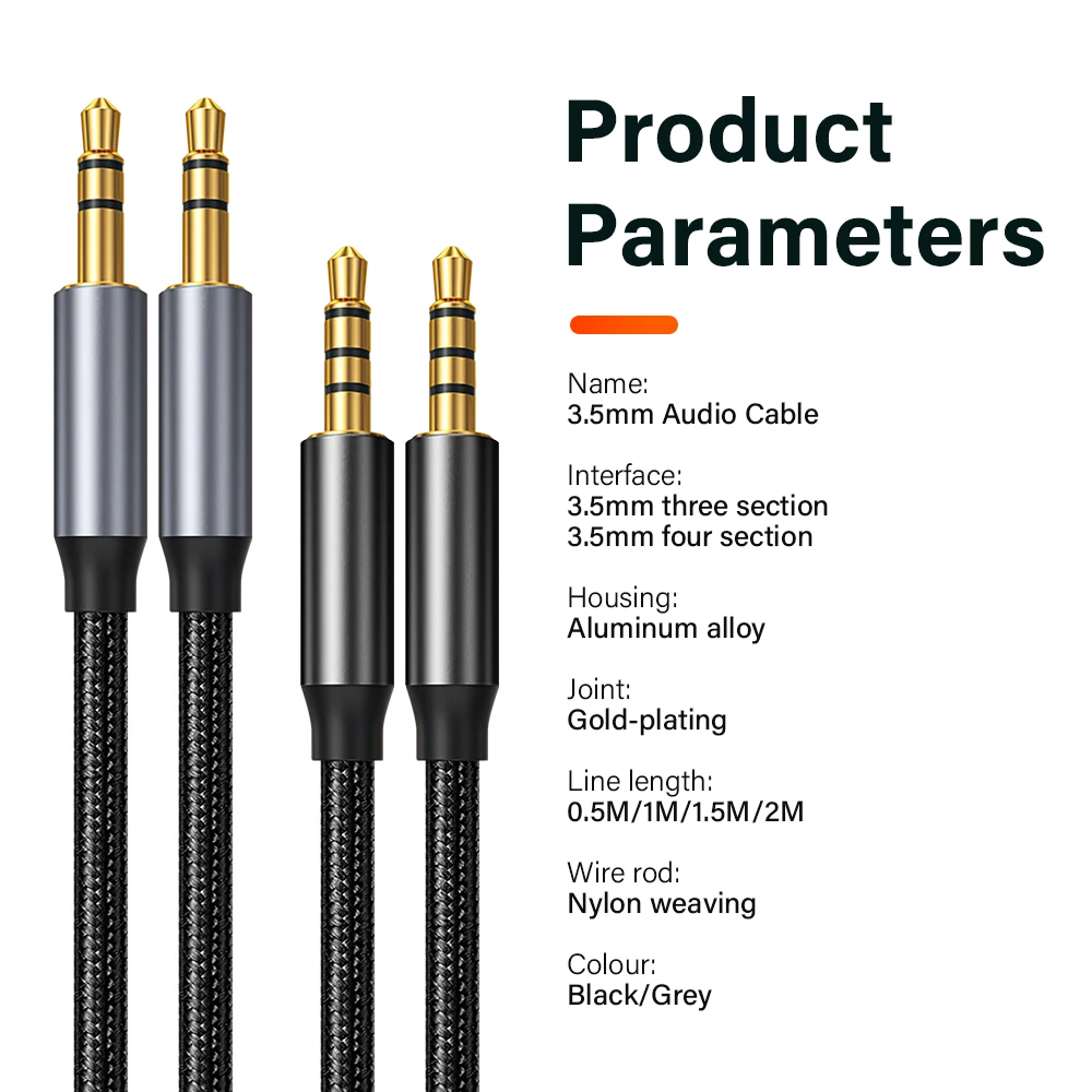 Premium 3.5mm Male-to-Male Auxiliary Audio Cable for Phones, Headphones, Speakers, Laptops, and Cars