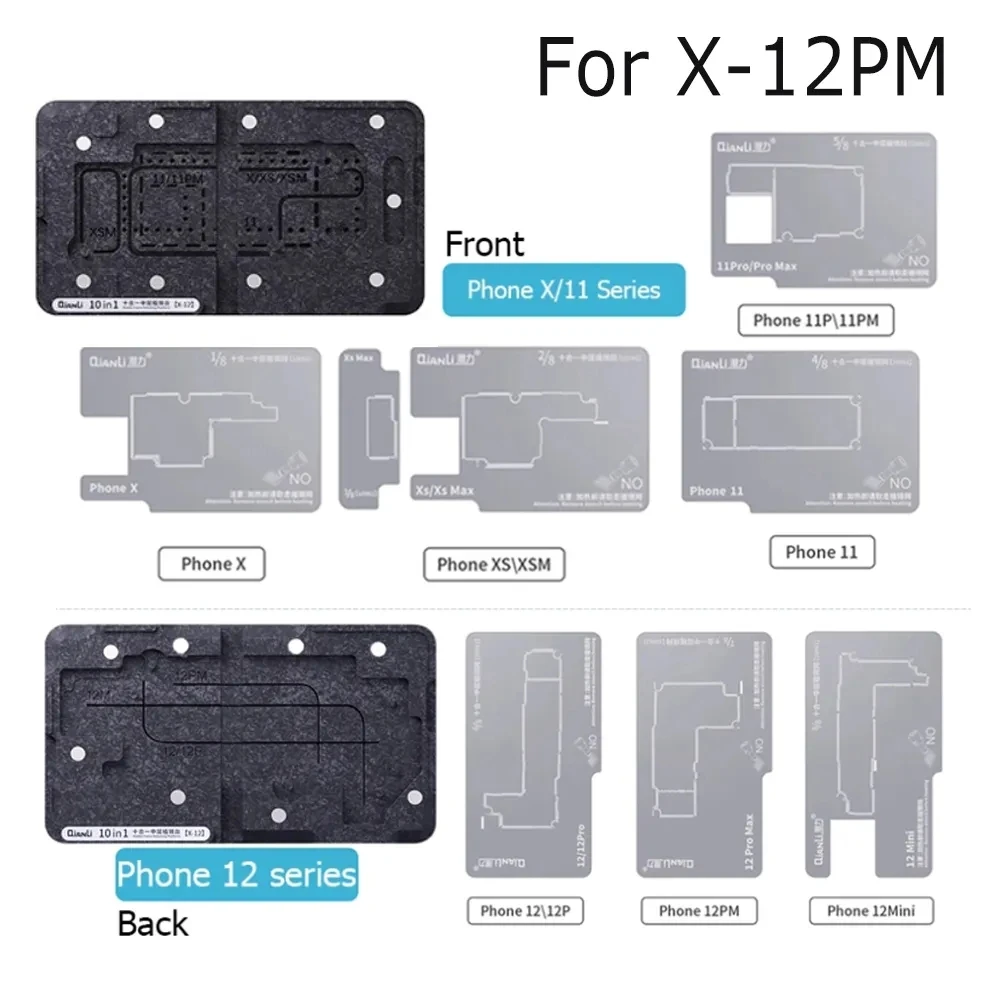 

QianLi Middle Frame Reballing FixLayer Fixture Board 3D BGA Reballing Stencil Plant Tin for iPhone X 14Pro Max Phone Repair