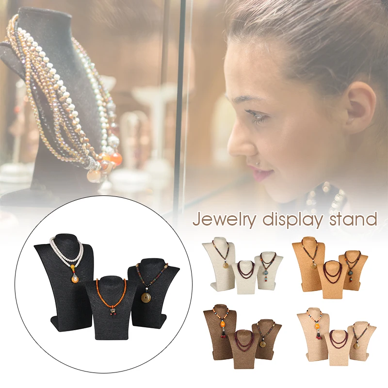 1Pc Jewelry Display Rack Model Bust Show Exhibitor Hemp Rope Necklace Pendants Display Shelf Mannequin Jewellery Stand Organizer s m l 6 colors woman rope mannequin necklaces bust stand bust jewelry display stand shelf holder l23 w13 h36cm wholesale price