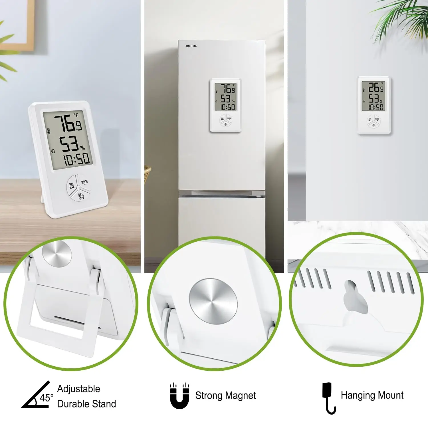 Indoor Digital Thermometer and Hygrometer with Min-Max Records for Home, Office, and Greenhouse