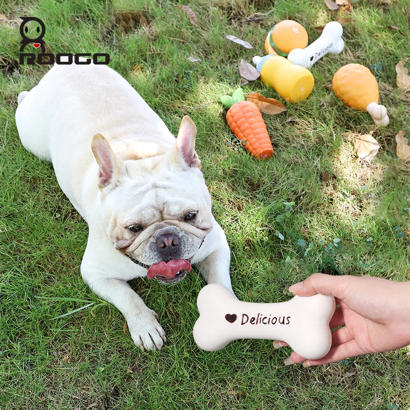 ROOGO, креативное устройство для домашних животных, для больших и маленьких собак, ПВХ, моющиеся мягкие игрушки для собак с голосовым подходом, кости, моркови, мячи, игрушки