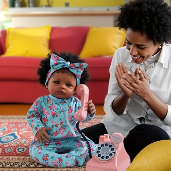 BABESIDE 20 '' Realistic Reborn African American Baby Doll, Real Life Newborn Doll with Outfit & Accessories for Kids Age 3+ 4