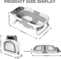 Foldable Baby Bath Tub with Cushion and Thermometer Set
