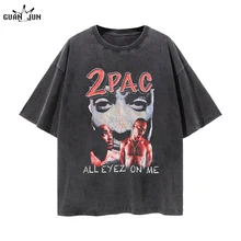  Vintage 90s Hip Hop T Shirt Women Retro Washed 100% Cotton Tops Tees Tupac Travis Palyboi Rap Tshirt 2022 Streetwear  T-shirts 