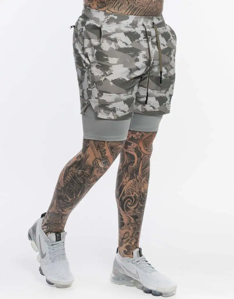 mens casual summer shorts 2022 New Camouflage 2-in-1 Summer Running Shorts MenSports Jogging Fitness Training Quick Dry Mens Gym Men Shorts Short Pants best casual shorts