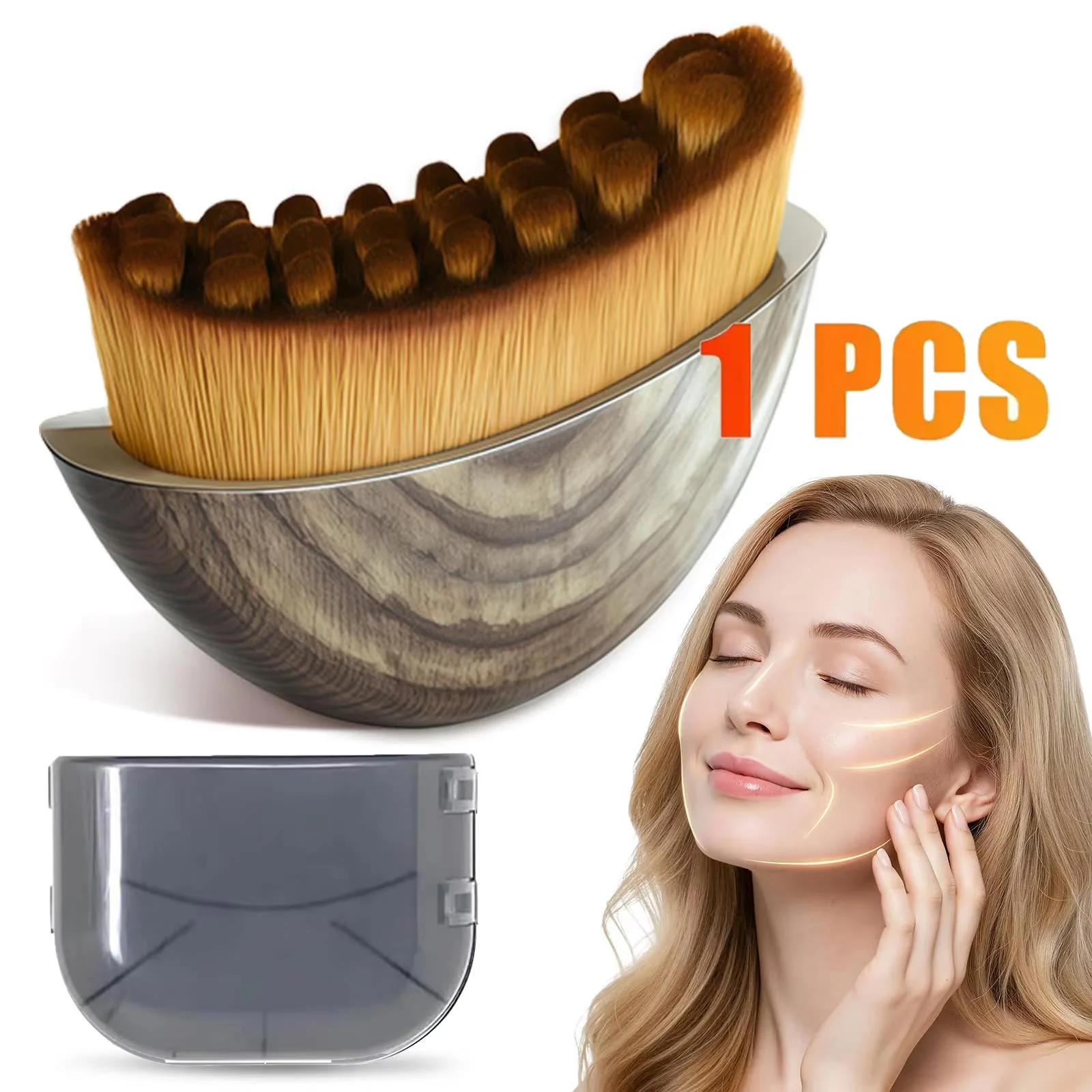 Escova Facial Seca Portátil com Cerdas Macias, Ferramenta de Massagem Linfática Contornada, Dispositivo de Escultura Facial, Escova de Esfoliação Suave para Spa em Casa