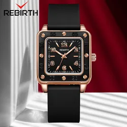 Elegant Red Silicone Band Women's Square Quartz Watch - High - Quality Fashion Ladies' Wristwatch (Black)