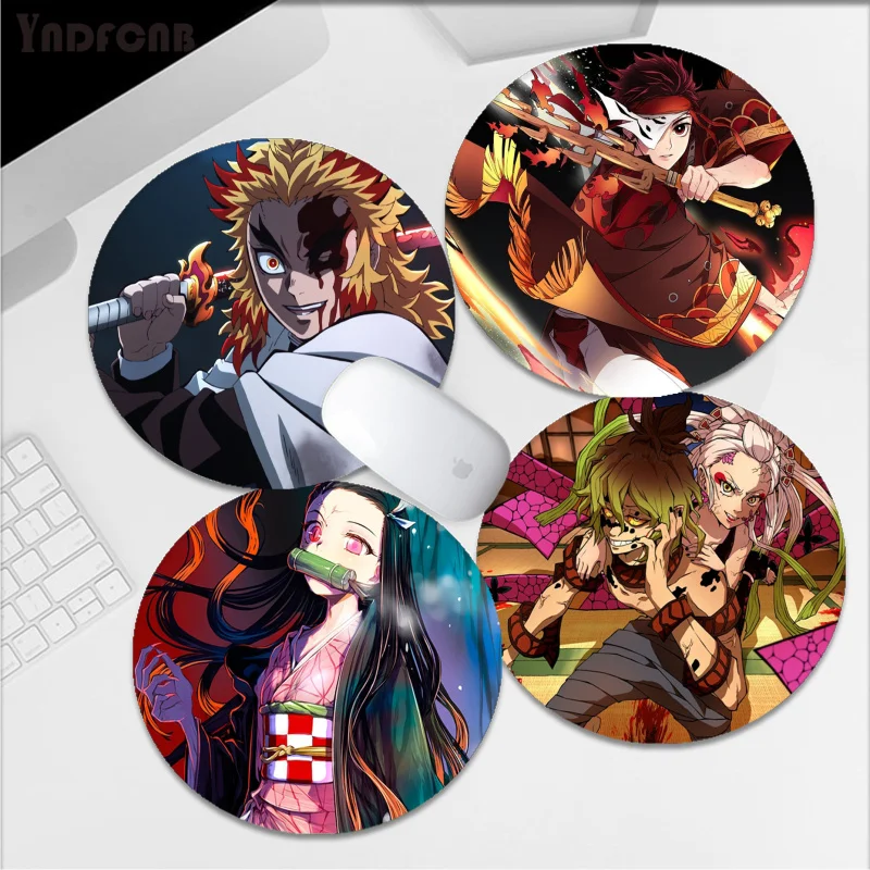 

Demon Slayer Mousepad Animation Round Big Promotion Table Mat Mousepad Computer Keyboard Pad Games Pad For PC Gamer Mousemat