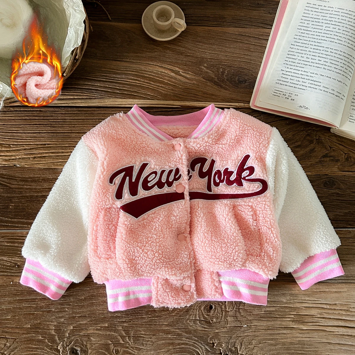 Baby Girls Clothes Jacket Coat Infant Tops Winter Warm NewYork Embroidery Top Children Clothing Newborn Boys Kids Coats
