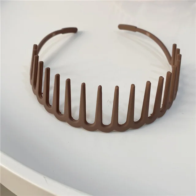 Fashion Simple Headdress Solid Color Resin Hair Comb Hairbands Headband Hair Hoop Bezel With Teeth Hair Accessories For Women Coffee