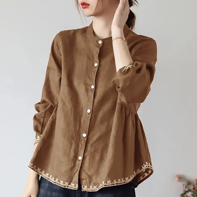 Shirts Women Popular Fashion New Arrival Simple All-match Korean Style Button Solid Young Ladies Spring Clothing Straight Ins 6