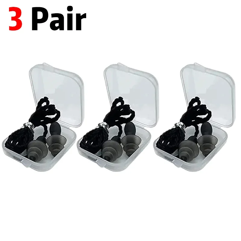 Reusable Silicone Corded Ear Plugs with Noise-Cancelling Earbuds for Sleeping, Studying, and Swimming