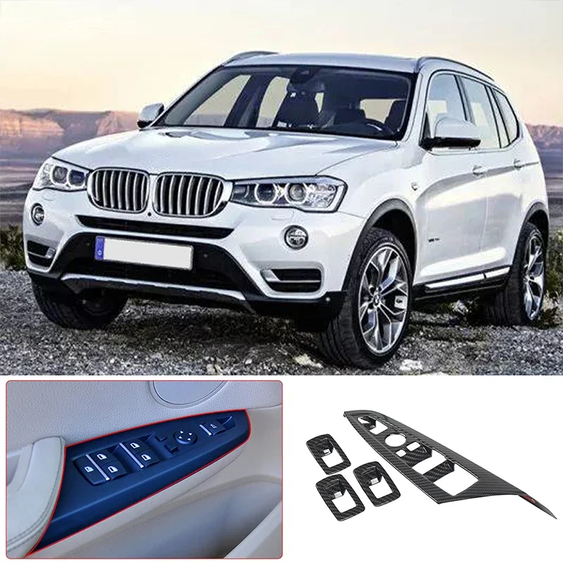 

Для 2014-2017 BMW X3 X4 F25 F26 ABS углеродное волокно автомобильный стеклоподъемник рамка переключатель кнопка рамка стикер Автомобильная защита аксессуары