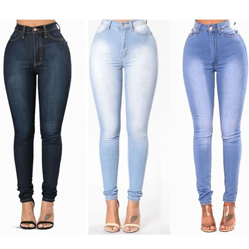 Модные Повседневные облегающие эластичные однотонные джинсовые брюки, женские джинсы, женская одежда женские облегающие супер эластичные джинсы брюки карандаш модная пикантная уличная одежда брюки черные белые синие джинсовые брюки