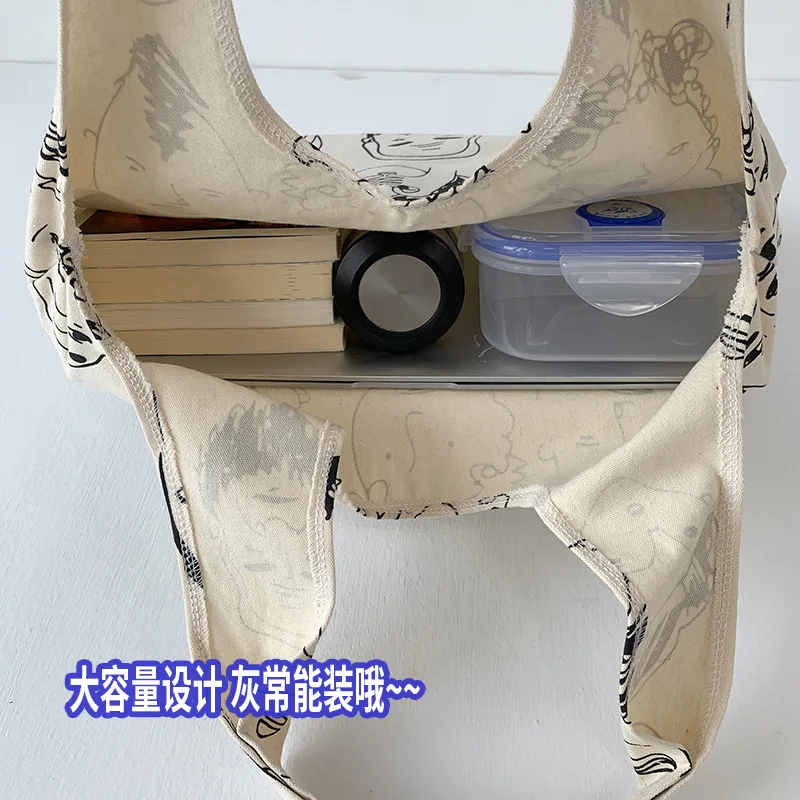 Large Tote Kawaii for Women Canvas Shoulder Bag Books Shopping Bags Students Cotton Cloth Handbags