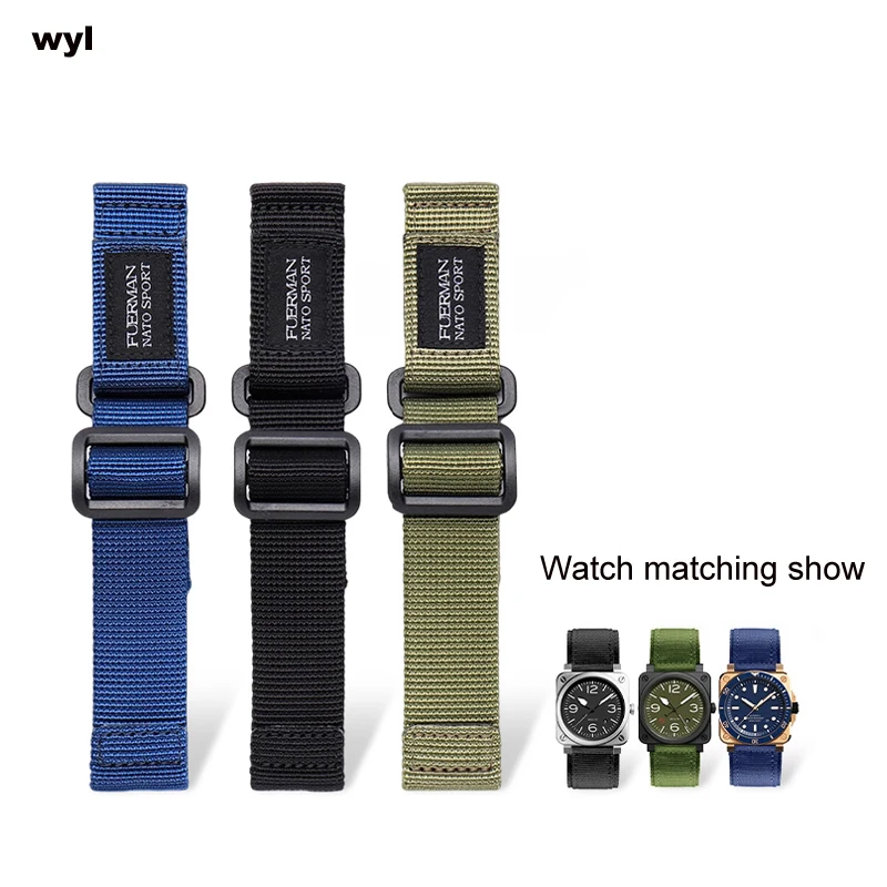 

Watch Accessories Band for Panerai Rolex Tudor Hamilton Hook and Loop Nylon Canvas BR Watch Band Men 20mm 22mm 24mm Bracelet