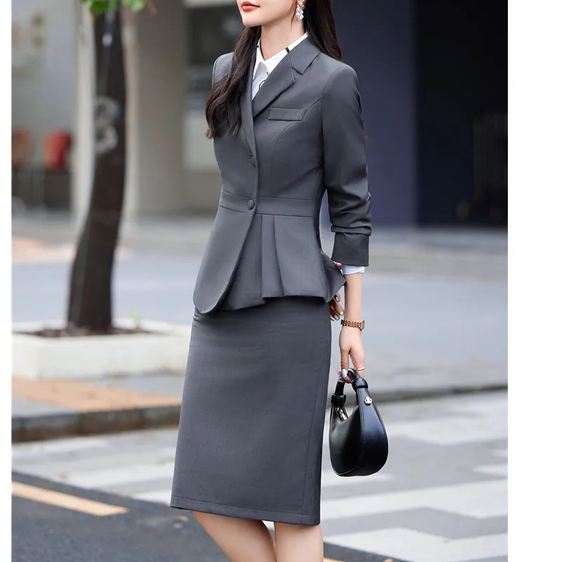womens grey suit dress Grey Dress and Suit Set: Custom Made Grey Elegant Classic Two Pieces Set, Women's Suit Sizes Petite to Plus, Chic Formal Dress and Jacket