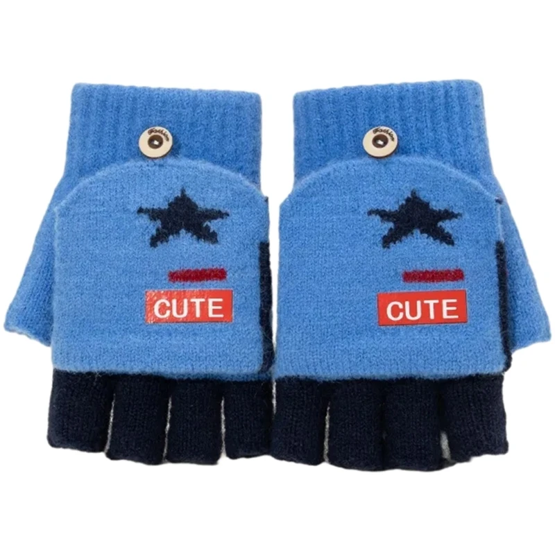 1pair Children Touchscreens Gloves Thermals Acrylic Yarn Gloves Flexible Mittens for Outdoor Sports and Indoor Tasks