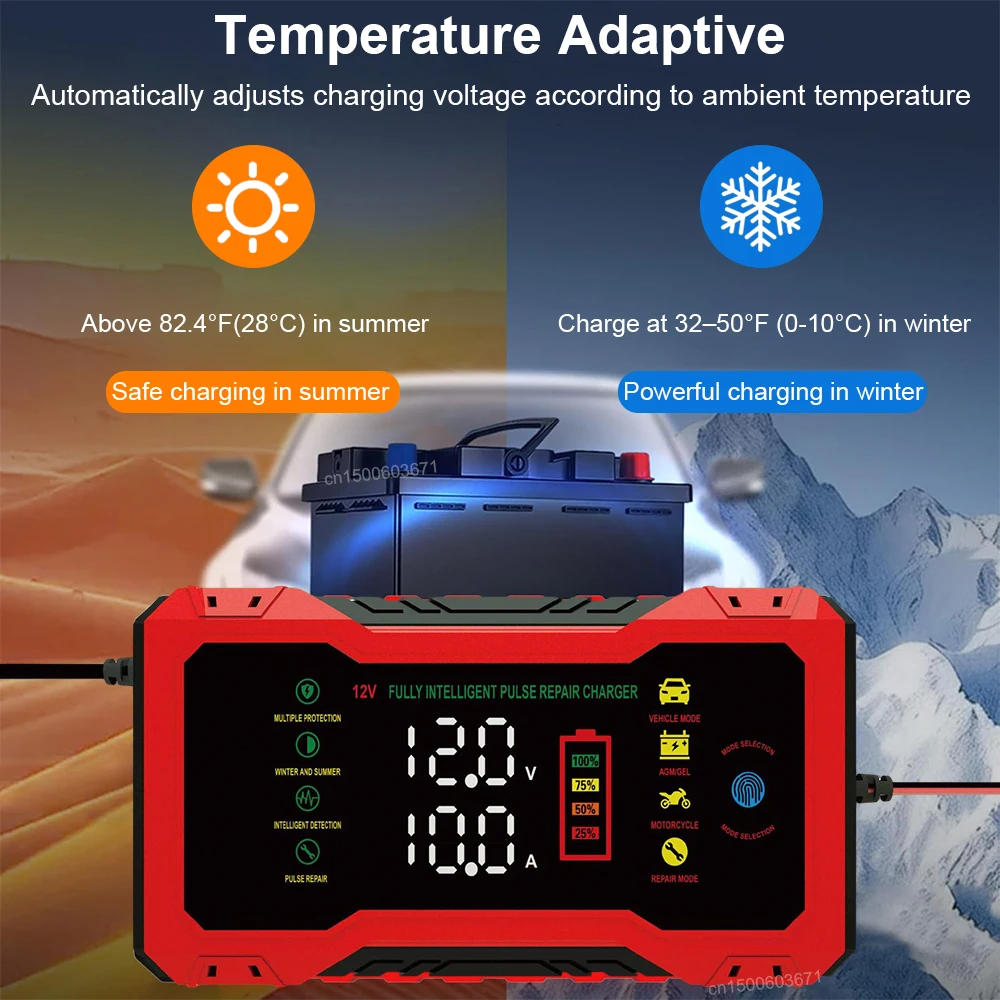 Car Battery Charger 12V Intelligent Automotive Battery Charger For Car and Motorcycle Power Puls Repair Charger Battery Charging - 5