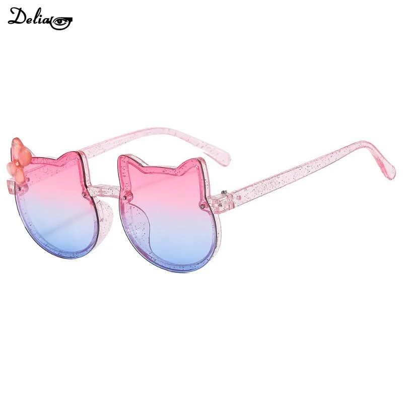 Summer Children Cute Kitty Sunglasses Acrylic Bow Outdoor UV Protection Sun Glasses Baby Girls Classic Kids Boy UV400 Eyewear