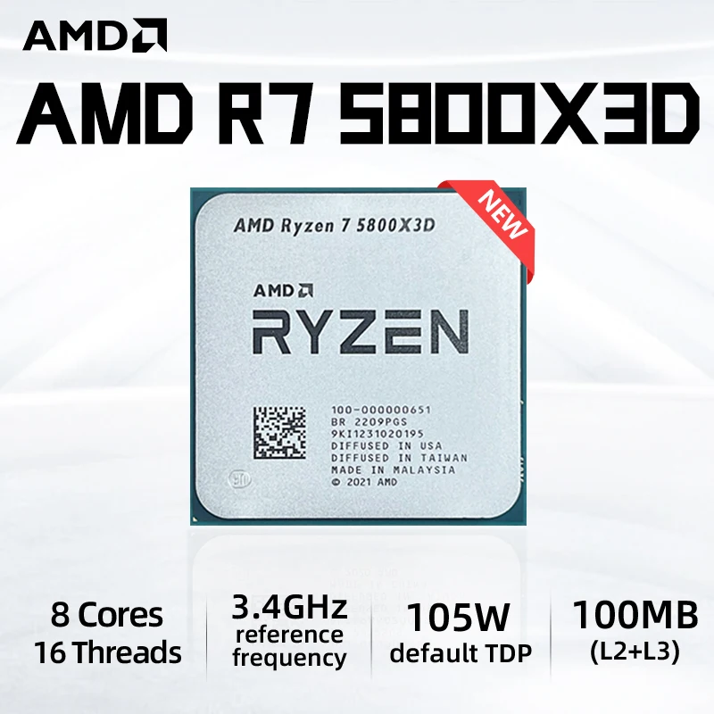 New AMD R7 5800X3D Ryzen 7 5800X3D 3 4 GHz 8 Core 16 Thread CPU New amd r7 5800x3d ryzen 7 5800x3d 3 4 ghz 8 core 16 thread cpu
