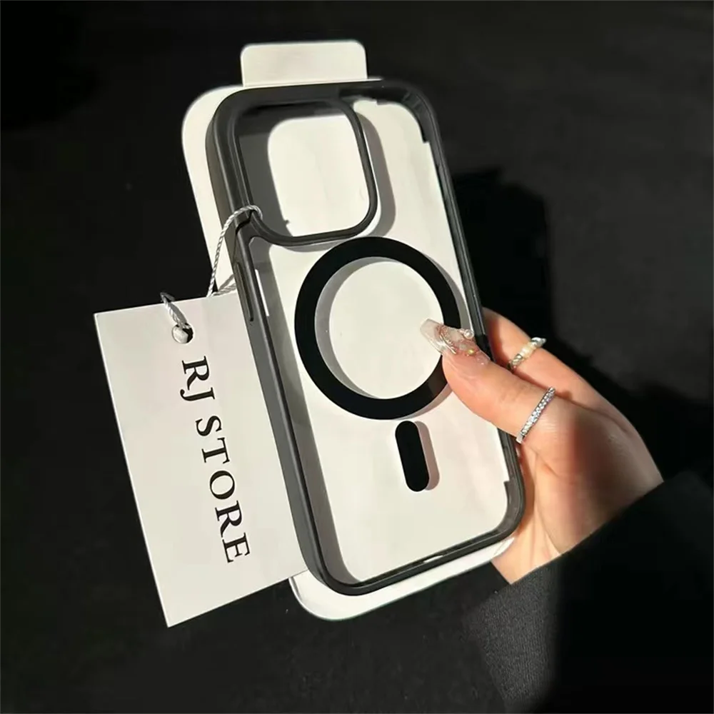 Enhanced Magnetic Matte MagSafe-Compatible Clear Case with Wireless Charging Capability