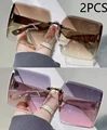 2PCS brown pink
